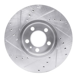 Audi A1 Brake Rotor (1) - Front Right - R1 Concepts - Drilled & Slotted - Silver - `98-`18